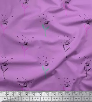 Креповая ткань Soimoi фиолетового цвета из полиэстера с принтом в виде листьев гвоздики, ткань для рукоделия шириной 42 дюйма по метрам 42 Inch Wide - Poly Crepe фиолетовый