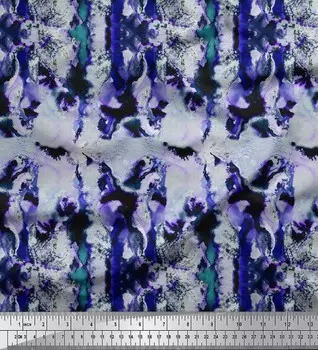 Креповая ткань Soimoi фиолетового цвета с абстрактным принтом тай-дай, 42 дюйма в ярдах 42 Inch Wide - Poly Crepe фиолетовый