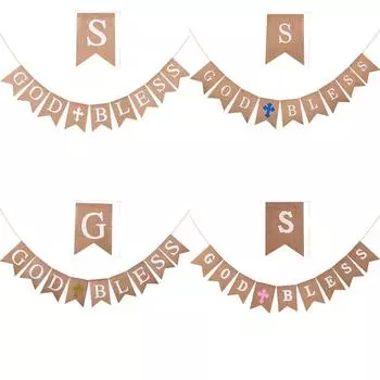 Крещение Пасха Бог благословит крест крафт-бумага баннер гирлянда флажки мальчик девочка крещение первое причастие украшение для вечеринки