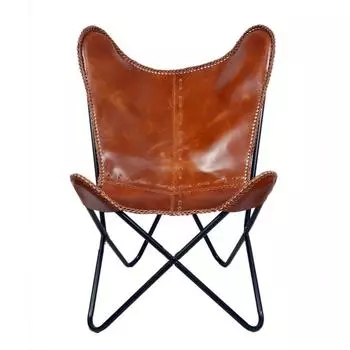 Кресло-бабочка - ретро-кресло-бабочка из кожи со складным железным основанием - винтажное кресло для домашнего декора, подарок на новоселье в фермерском доме