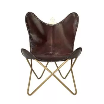Кресло Индийское кожаное кресло-бабочка Железная подставка Кожаное кресло для отдыха