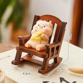 Кресло-качалка, фигурка свиньи, украшение для рабочего стола, мультфильм, декоративная миниатюрная статуя милого животного