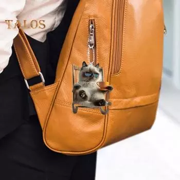 Кресло-качалка, подвесное украшение в виде кота, домашняя рождественская елка, зеркало заднего вида автомобиля, 2D, плоский акриловый котенок, подвесное украшение, мультяшное животное, кулон Cat