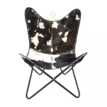 Кресло - Кресло-бабочка, удобное кресло из черно-белой козьей шерсти
