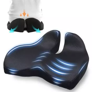 Кресло с эффектом памяти, идеальное кресло для людей с болью в спине, черное ANATANI PRO [японский дизайн] Подушка, накладка, противоскользящая, дышащая, коррекция, профилактика, чёрный