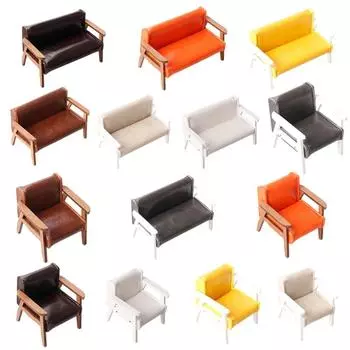 Кресло-симуляция, винтажный диван для кукольного домика, миниатюрное одноместное/двуспальное кресло, декор для гостиной dark brown-loveseat