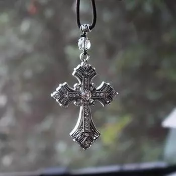 Крест автомобильные подвески для авто декора Иисус христианские подарки религиозные автомобильные зеркала заднего вида подвесные украшения автомобильные аксессуары для мужчин серебряный