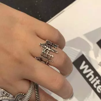 Крест хип-хоп полые ретро женские кольца медные платиновые открытые кольца корейские кольца для пальцев серебряный
