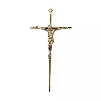 Крест Иисуса из чистой латуни - 1 шт. | Настенный декор Христа | Рождественская фигурка Господа Иисуса Холу | Идеально подходит для рождественских подарков - Золотая отделка