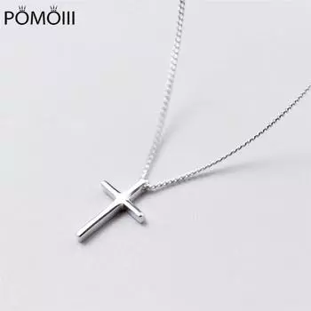 Крест-кулон, простая цепочка на ключицу из стерлингового серебра 925 пробы, свежее дикое темпераментное индивидуальное женское ожерелье SNE294 45cm
