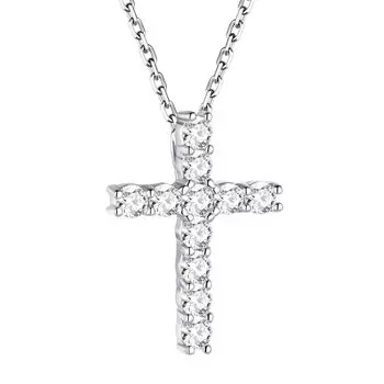 Крест Ожерелье для Циркониевый Крест 925 Платина Аксессуар [ChainsHouse] Женщины, Подвеска, Серебро, Отделка,
