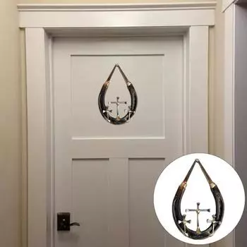 Крест Подкова Гвоздь Украшение Стены Винтаж Домашний Офис Гостиная Ванная Комната Крытый Металлический Настенный Художественный Подвесной Орнамент Знак Скульптура