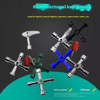 Крестообразный ключ для электрошкафа управления лифтом, ключ для клапана счетчика воды, внутренний треугольный ключ, многоцелевой инструмент A