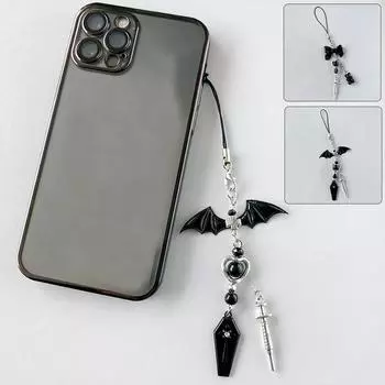 Кресты-бабочки Цепочки для сотовых телефонов Бусы ручной работы Подвески с черепами в стиле готики Панк Темный