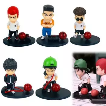 KRGNPLE Slam Dunk Figure Hanamichi Sakuragi Hisashi Mitsui Car Object Decoration Anime Figure SLAM DUNK Total Set of Rukawa? (Design Figure-C Set, 5)