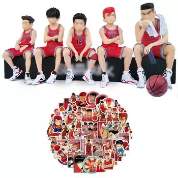 KRGNPLE Slam Dunk Игрушечная модель Фигурка Автомобильный орнамент Украшение Аниме Фигурка Номерной знак Граффити Наклейка Подарок 1 x 8 см Парковочный номерной знак 50 x