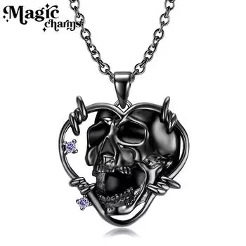 Крик Череп Кулон Хэллоуин Личность Ожерелье 925 Серебряное Ожерелье Цепь Свитера Цепь Ключицы