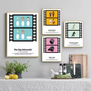 Криминальное чтиво мультфильм абстрактный постер Бойцовский клуб классический фильм настенный художественный принт скандинавский холст живопись Декор фотографии для офиса 21cm30cm No Frame