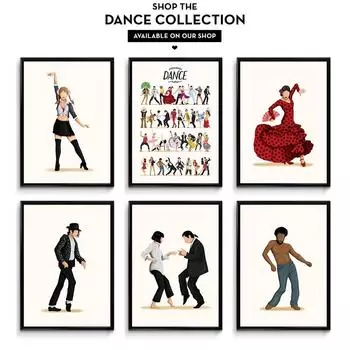 Криминальное чтиво, музыкальный постер, балетная музыка, Единорог, настенная живопись на холсте, настенные панно для детей, Танцующая девушка, декор для комнаты A4 21X30CM No Frame