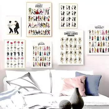 Криминальное чтиво, музыкальный постер, грязный танец, феминизм, настенная живопись на холсте, женские настенные панно для танцующей девушки, декор для комнаты 21x30cm No Framed