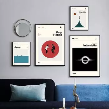 Криминальное чтиво Ретро постер Межзвездный звездолет Середина века Художественные принты Челюсти Холст Картина Abstratc Настенные панно Декор в спальню 21cm30cm NoFrame