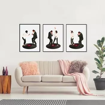 Криминальное чтиво Танец Джека Кролика Плакат и Печать на холсте Картина на стене Минималистский домашний декор для гостиной 21x30cm No Framed белый