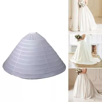 Кринолиновая юбка для женщин для невесты A 10 обручей Длина до пола Нижняя юбка белого цвета