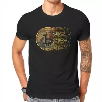 Криптовалюта I Love Bitcoin Art Футболка Классические футболки унисекс с графикой Свободная хлопковая футболка с круглым вырезом L