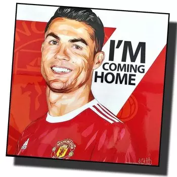 Криштиану Роналду Манчестер Юнайтед Дизайн C COMEBACK зарубежный футбол Графическое искусство Панель Деревянная стена Висячий интерьерный постер (Только художественная панель 2626 см)