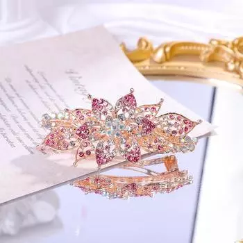 Кристальная цветочная заколка для волос Женские украшения для волос Ювелирные изделия Женские стразы Сплав Заколки для волос для девочек Вечерние заколки AE029 One Size
