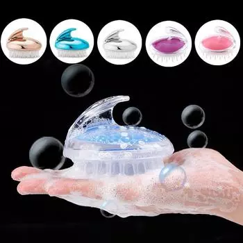 Кристальная прозрачная массажная щетка для головы, расческа для шампуня, мягкая силиконовая щетка для ванны, скребок для мытья волос, уход за душем, чистящие средства 8.5x7.5cm