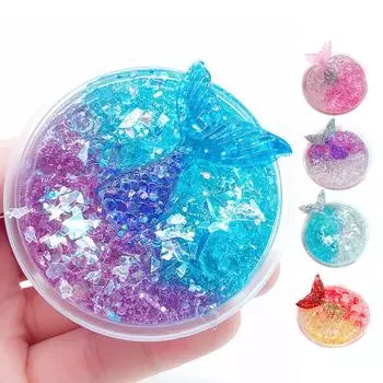 Кристальная слизь, прозрачная игрушка-антистресс для детей, играющая в тесто, слизь, шпатлевка, грязь синий/фиолетовый