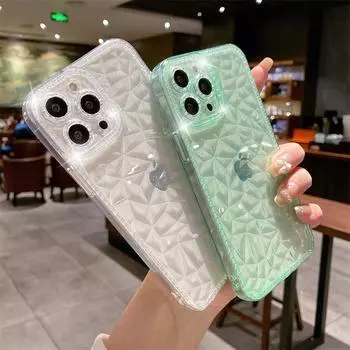 Кристально чистый тонкий чехол для телефона с ромбовидным узором для Iphone 14 Pro 13 12 11 Pro Max X Xr Xs Max, мягкий прозрачный противоударный чехол For iPhone X or XS