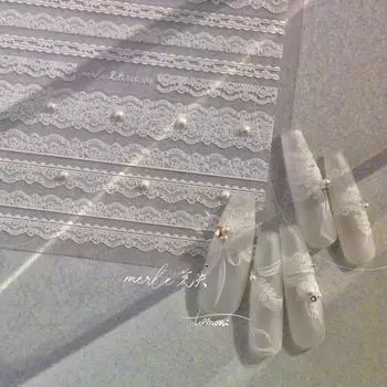 Кристально-кружевная полосатая наклейка для дизайна ногтей своими руками креативная декоративная наклейка MS304