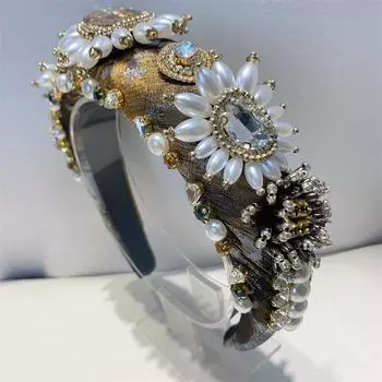 Кристальные барочные повязки на голову для женщин, бриллиантовые аксессуары для волос, жемчужная повязка на голову для девочек, корона, цветочные повязки для волос, повязка на голову