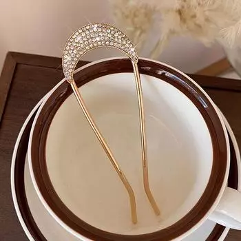 Кристальные шпильки для волос в форме буквы U, заколки для волос для женщин, элегантные металлические вилки со стразами, винтажная укладка, шпилька для волос, инструменты для укладки волос, подарок