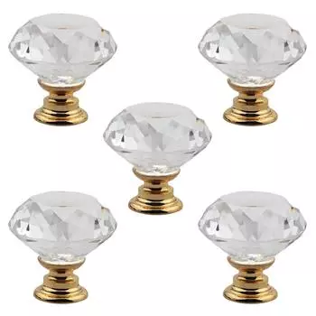 Кристалл 30 мм для стекла ящика Форма Кристальные ручки для ящиков Ручка для двери Ручки для шкафа Ручки-пуговицы Ручки золотой