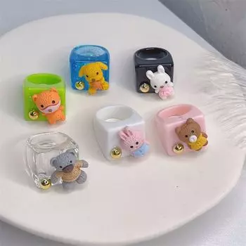 Кристалл акриловая смола мультфильм животных модные аксессуары смоляные кольца палец кольцо ювелирные изделия для вечеринок 2