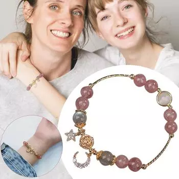 Кристалл эластичные браслеты для женщин натуральные браслеты звезда луна украшение браслет для девочек женские ювелирные изделия One Size