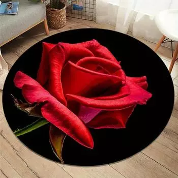 Кристалл Бархат Красная Роза Круглый Ковер Ковер ко Дню Святого Валентина Для Гостиной Спальня Диван Нескользящий Коврик Домашний Декор 60X60cm