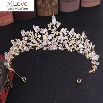 Кристалл Бусины Цветок Корона Головной Убор для Принцессы Тиары Головной Убор Вечеринка Свадебное Платье Украшения Для Волос Свадебная Диадема Торжественное Представление