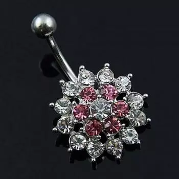 Кристалл Горный Хрусталь Цветок Пупка Кольцо Пупка Бар Пирсинг Ювелирные Изделия one size