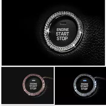 Кристалл горный хрусталь украшения автомобиля кольцо эмблема наклейка декор автомобильный двигатель кнопка запуска стоп аксессуары аксессуары Pink