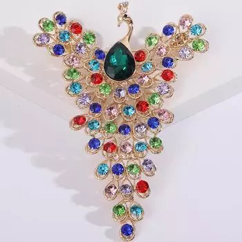 Кристалл красочный павлин брошь булавка горный хрусталь броши ювелирные изделия для вечеринки подарок лацкан