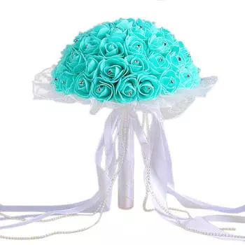 Кристалл Кружева Розы Свадебный Букет Подружки Невесты Свадебный Искусственные Шелковые Цветы белый
