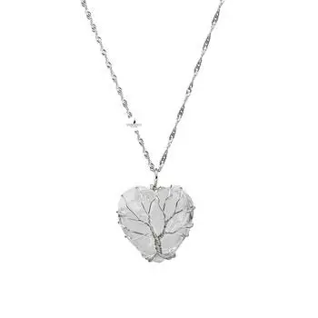 Кристалл Кварц Натуральный камень Серебряная цепочка Сердце Ожерелье