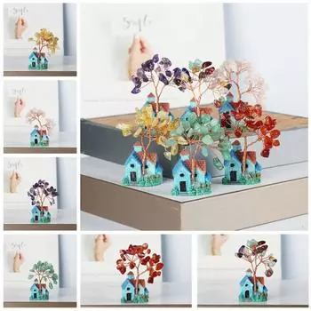 Кристалл Кварца Кристалл Дерево Натуральный Аметист Модель Дерева Ремесла Натуральный Аметист Дерево Офис