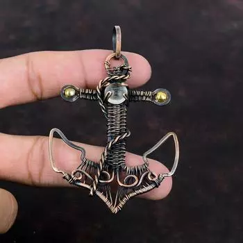 Кристалл Кварца Кулон Медная Проволока Обернутый Кулон Кристалл Кварца Ювелирные Изделия Ручной Работы Якорь Подвеска Подвеска Из Драгоценного Камня Медные Ювелирные Изделия Для Подарка