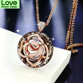 Кристалл Новая мода цветок длинный кулон ожерелье женщины свитер ожерелья ювелирные изделия оптовая продажа рождественские подарки