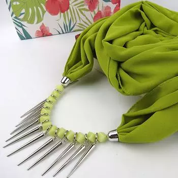 Кристалл ожерелье кулон шарф этнический женский корейский вариант украшения весна и удобный шарф One Size зелёный